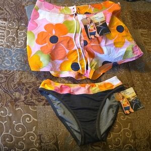 Catalina Floral Bikini Set - Orange, Pink, Black